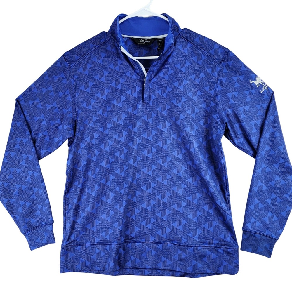 Bobby Jones Performance Pullover Mens Medium Blue Geometric Quarter-Zip Golfcore